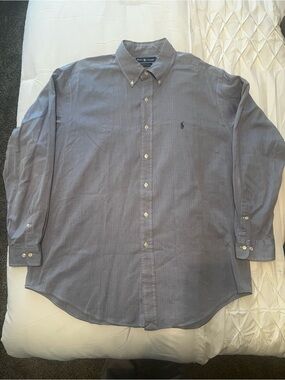 Ralph Lauren Men’s Yarmouth Button-Down Shirt - Blue with Navy Logo 16.5